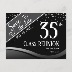 Cartão Postal De Anúncio Encontro de turma de 35 anos Elegante preto