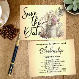 Cartão Postal De Anúncio Encontro Floral Rústico Salve a Data da Reunião de