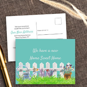 Cartão Postal De Anúncio Endereço novo branco Home doce Home da cerca de