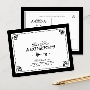 Cartão Postal De Anúncio Endereço novo preto e branco de esqueleto da chav