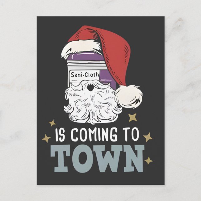 Cartão Postal De Anúncio Enfermeira de Natal Sani Cloth Enfermeira Medicina (Frente)