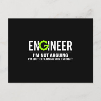 Cartão Postal De Anúncio Engineer I'm Not Arguing Funny Engineering