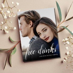 Cartão Postal De Anúncio Engraçado Bebidas Gratuitas Foto de Casamento Salv