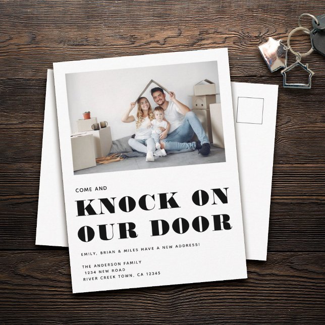 Cartão Postal De Anúncio Engraçado Humor Novo Endereço Simples Movimentação (Criador carregado)