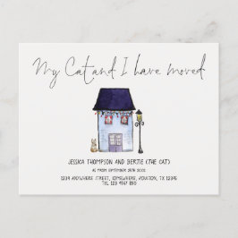 Cartão Postal De Anúncio Engraçado Meu Gato e eu movemos um novo endereço d