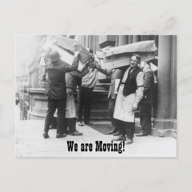 Cartão Postal De Anúncio Engraçado mudança de endereço dos homens que se mo (Frente)