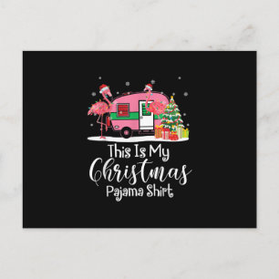 Cartão Postal De Anúncio Engraçado Natal Flamingo Camper Gifes