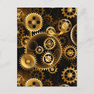 Cartão Postal De Anúncio Engrenagens de latão Steampunk perfeitas
