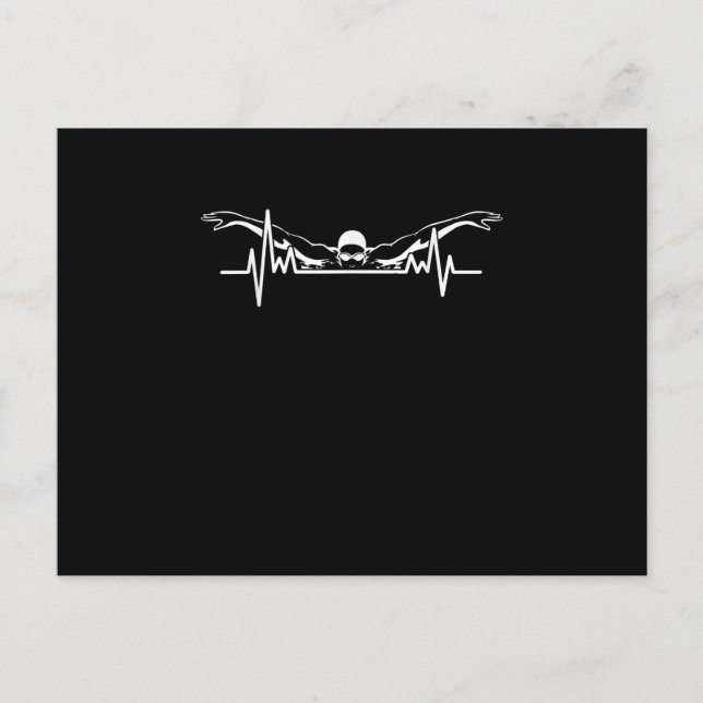 Cartão Postal De Anúncio Equipe De Natação Coração Pulsante Nadador Mulhere (Frente)