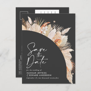 Cartão Postal De Anúncio Erva-pampas elegante botânica negra moderna