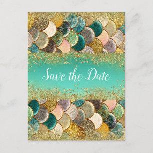 Cartão Postal De Anúncio Escamas de Sereia Multicolor Glam Chic Salve a Dat
