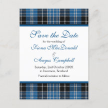 Escocês Clarke Clark Tartan Wedding Save the Date