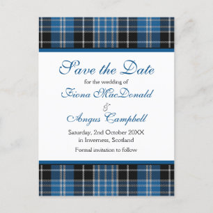 Cartão Postal De Anúncio Escocês Clarke Clark Tartan Wedding Save the Date
