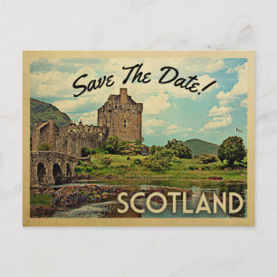 Cartão Postal De Anúncio Escócia Salve a Data Castelo Eilean Donan