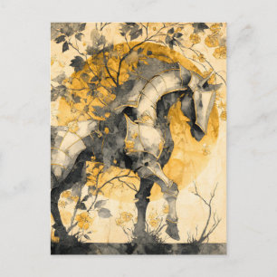 Cartão Postal De Anúncio Espírito Botânico Vintage Cavalo Branco Flores Vin