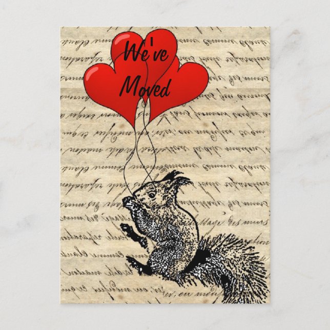 Cartão Postal De Anúncio Esquilo engraçado mudança de endereço (Frente)