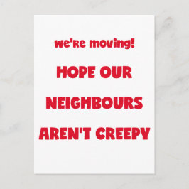 Cartão Postal De Anúncio Estamos nos mudando! | Vizinhos Assustadores - Cit