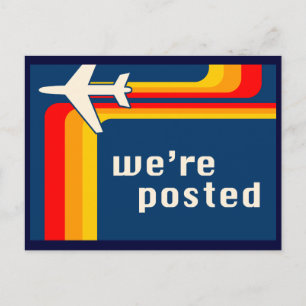 Cartão Postal De Anúncio estamos postados: retro stripes