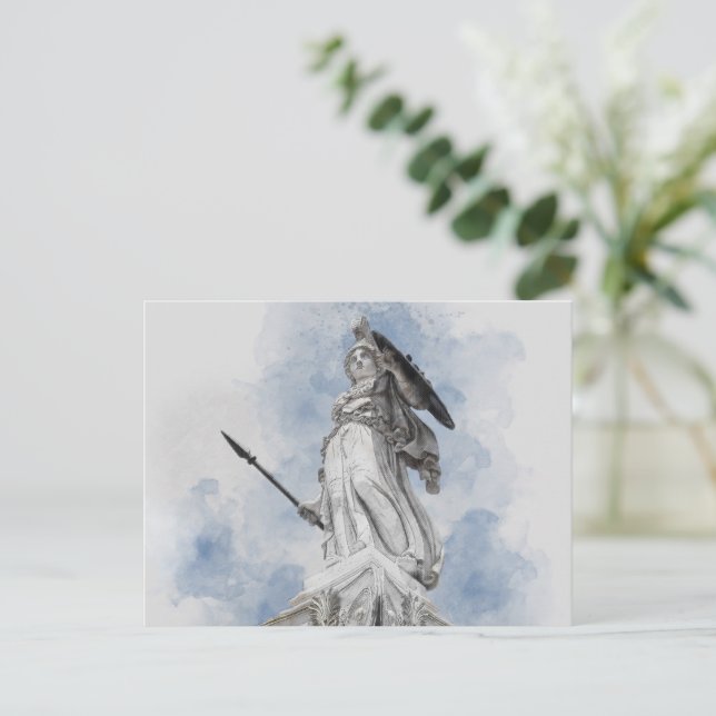 Cartão Postal De Anúncio Estátua grega clássica Athena (Em pé/Frente)