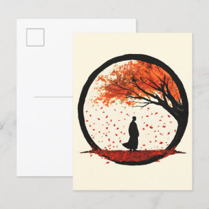 Cartão Postal De Anúncio Estilidade Círculo Zen Folhas de outono