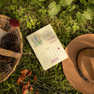 Cartão Postal De Anúncio Estilo de Calendário Casamento Salvar a Data Julho