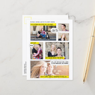 Cartão Postal De Anúncio Estilo do Livro de BD Salvar a Data