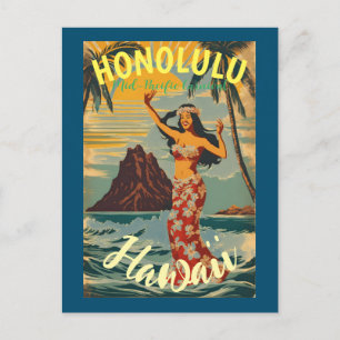 Cartão Postal De Anúncio Estilo Vintage Viagem Honolulu Médio Havaiano - Pa