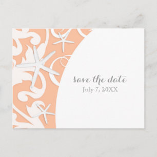 Cartão Postal De Anúncio Estrela Branca Coral da Praia Casamento Save The D