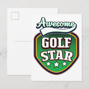 Cartão Postal De Anúncio Estrela de Golfe Incrível
