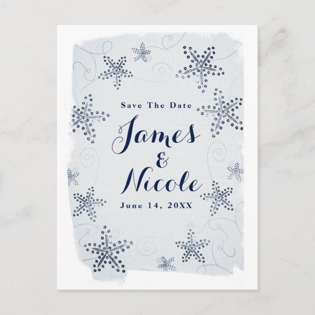 Cartão Postal De Anúncio Estrela-do-mar Elegante & Lantejoulas Praia Salve  (Frente)