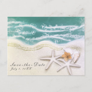 Cartão Postal De Anúncio Estrela do Mar na Praia Água do Mar Teal Salve a D