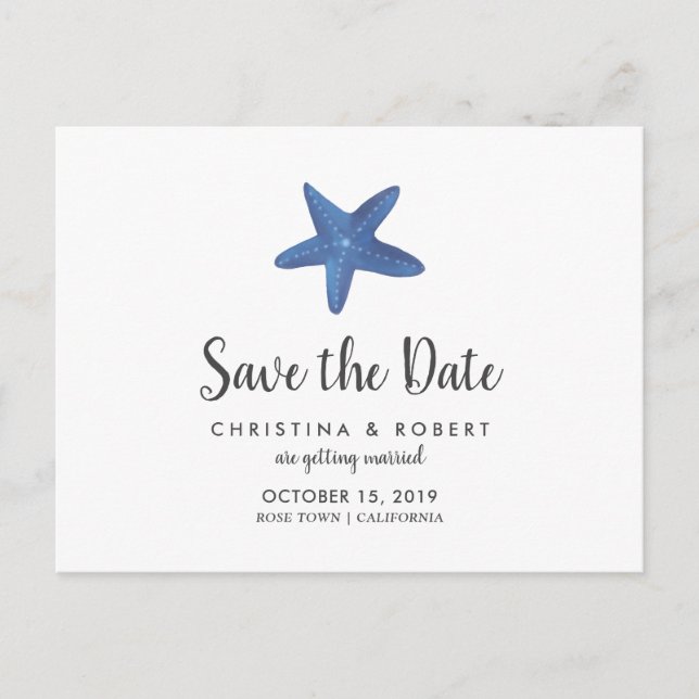 Cartão Postal De Anúncio Estrela do Mar | Salva o Dia do Casamento no Ocean (Frente)