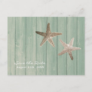 Cartão Postal De Anúncio Estrela Dourada & Madeira Elegante Praia Save the 