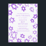 Cartão Postal De Anúncio Estrela Púrpura de Watercolor de David Bat Mitzvah<br><div class="desc">Cartão perfeito para anunciar a próxima data de um morcego mitzvah, bar mitzvah ou outra celebração judaica! A mão fez a aquarela arte para você na frente e atrás! TOTALMENTE PERSONALIZÁVEL! Clique em "Personalizar" acima para editar o texto. Clique em "editar usando a ferramenta design" para ajustar as fontes, as...</div>