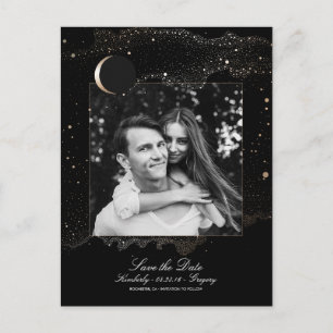 Cartão Postal De Anúncio Estrelas Noturnas Foto Preto e Dourado Salvar a Da