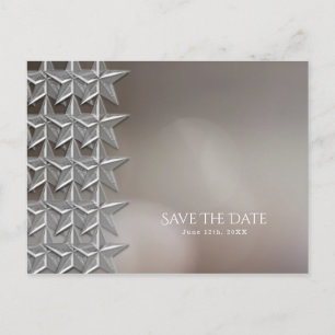 Cartão Postal De Anúncio Estrelas Prateadas e Luzes Elegantes de Bokeh Save