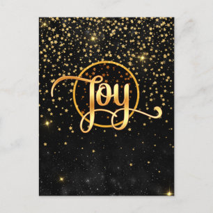 Cartão Postal De Anúncio Estrelas Pretas e Douradas, JOY