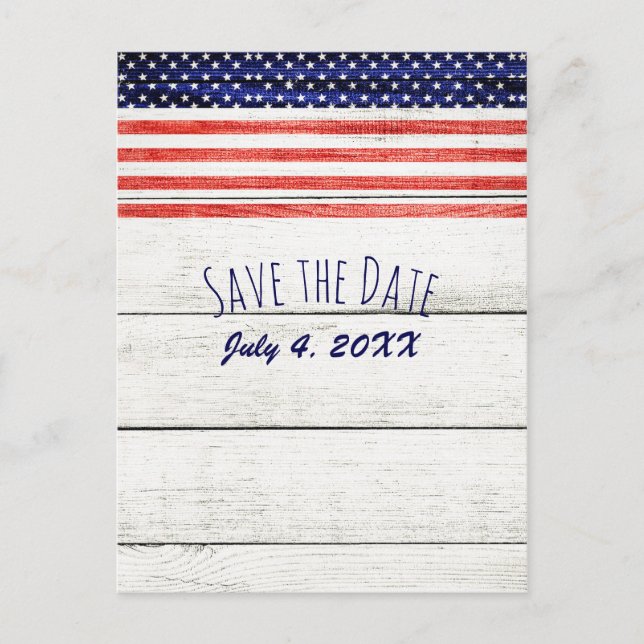 Cartão Postal De Anúncio Estrelas Stripes Madeira Rústica Patriótica Salvar (Frente)