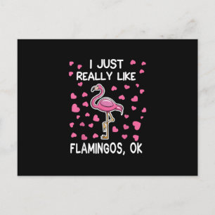 Cartão Postal De Anúncio Eu Gosto Muito De Flamingos, Ok Flamingo Lover