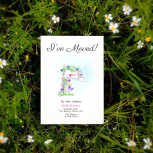 Cartão Postal De Anúncio Eu movi uma caixa de correio de aquarela com flore