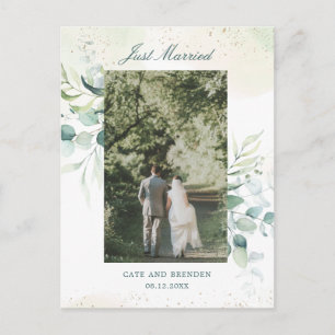 Cartão Postal De Anúncio Eucalyptus Greenery Elopement Foto de Casamento