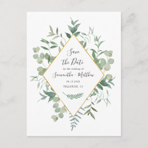 Cartão Postal De Anúncio Eucalyptus Greenery Watercolor Foliage Data de Sal