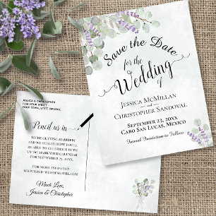 Cartão Postal De Anúncio Eucalyptus & Lavanda Boho Casamento Salvar a Data