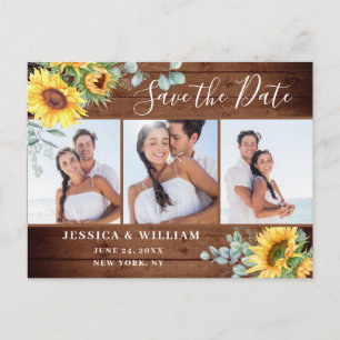 Cartão Postal De Anúncio Eucalyptus Sunflower 3 FOTO Casamento Salvar Data