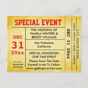 Cartão Postal De Anúncio Evento De Casamento De Estilo De Vintage Salvar O 