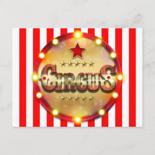 Cartão Postal De Anúncio Evento de Festa de aniversário de circo vermelho b