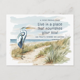 Cartão Postal De Anúncio Excelente Blue Heron Beach Scene Novo Endereço