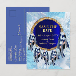 Cartão Postal De Anúncio Exótico Apanhador de Sonhos Blue Save the Dates