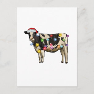 Cartão Postal De Anúncio Fã da Fazenda de Vacas de Natal Boneco de Papai No