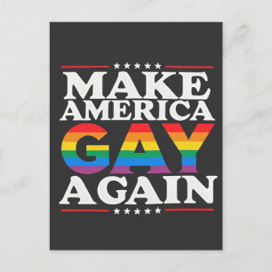 Cartão Postal De Anúncio Faça da América Gay de novo o mês do orgulho LGBT